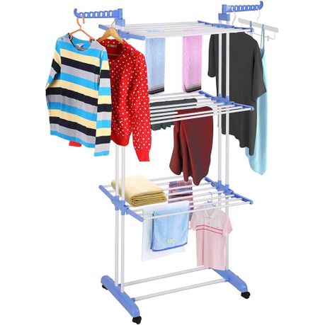 3-Layer Foldable Clothes Hanger With 4 Rolling Wheels variant image 3