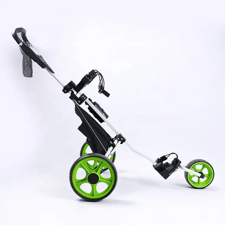 3 Wheel Golf Push Cart - Ball Bag, Storage Bag, Water Cup - Green variant image 4