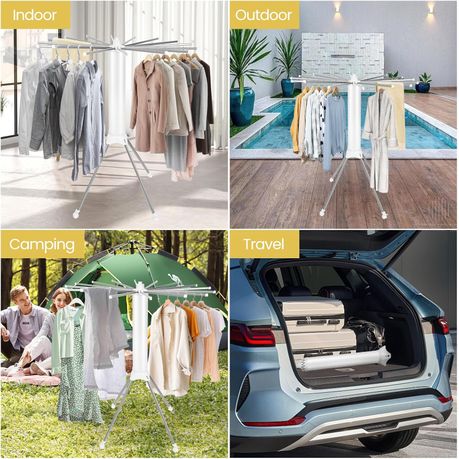 4-Legged Foldable Cloth Drying Rack with Wheels - Heavy-Duty Laundry Rack variant image 3