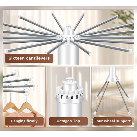 4-Legged Foldable Cloth Drying Rack with Wheels - Heavy-Duty Laundry Rack variant image 7