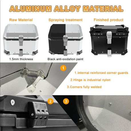 45L Aluminum Motorcycle Top Box Tail Case,with Quick Release Base Plate Set variant image 9