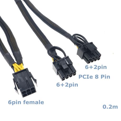 6-pin Female to Dual 2x 8-pin (6 2) Male Power Adapter Braided variant image 2