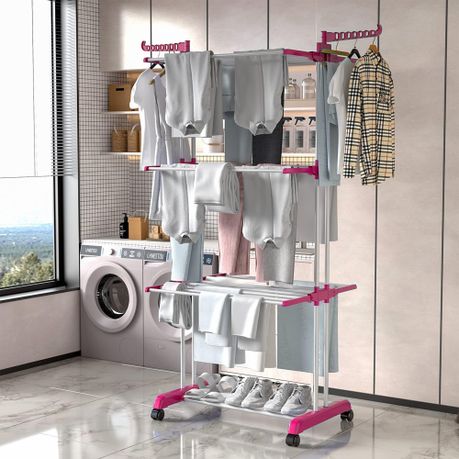 67.7 Inch Height 3 Tier Foldable Rolling Clothing Drying Rack variant image 12