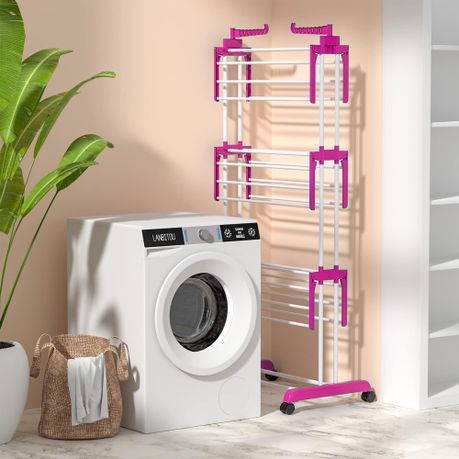 67.7 Inch Height 3 Tier Foldable Rolling Clothing Drying Rack variant image 13