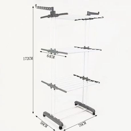67.7 Inch Height 3 Tier Foldable Rolling Clothing Drying Rack variant image 10