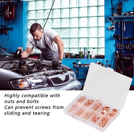 9 Sizes Copper Metric Sealing Flat Washer Assortment Kit 200 Piece variant image 3