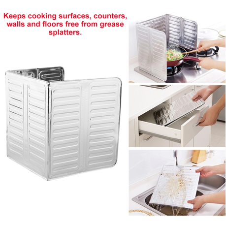 Aluminum Foil Kitchen Cooking Frying Pan Oil Splash Guard Shield variant image 3