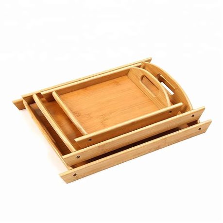 Bamboo Wooden Tray- 3 Piece variant image 1