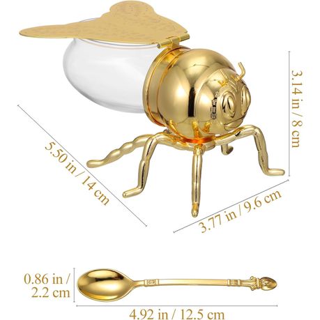Bee Honey Jar Glass Bee Shaped Honey Pot Container with Spoon - 120ml variant image 3