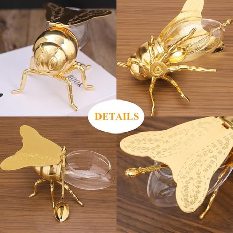 Bee Honey Jar Glass Bee Shaped Honey Pot Container with Spoon - 120ml variant image 5