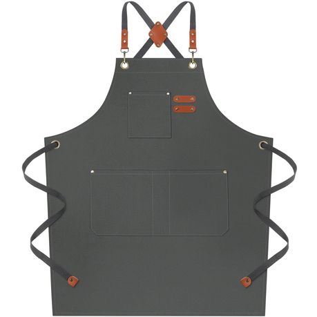 Black Chef Apron for Men Women, Water-Resistant Cotton Canvas variant image 15