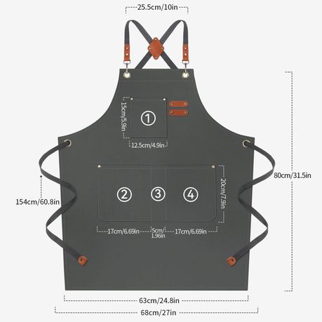 Black Chef Apron for Men Women, Water-Resistant Cotton Canvas variant image 16