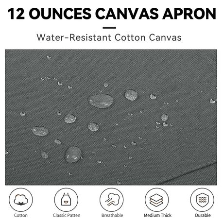 Black Chef Apron for Men Women, Water-Resistant Cotton Canvas variant image 19