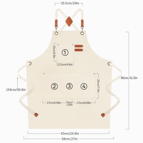 Black Chef Apron for Men Women, Water-Resistant Cotton Canvas variant image 23