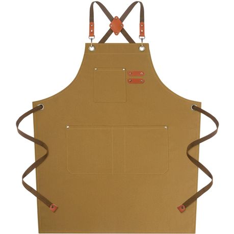 Black Chef Apron for Men Women, Water-Resistant Cotton Canvas variant image 8