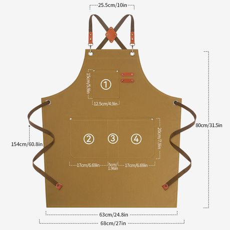 Black Chef Apron for Men Women, Water-Resistant Cotton Canvas variant image 9
