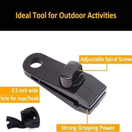 Camping Multi-Use Tent Tarpaulin Canopy Locking Clamp Clip Set Of 6 (8x3cm) variant image 2