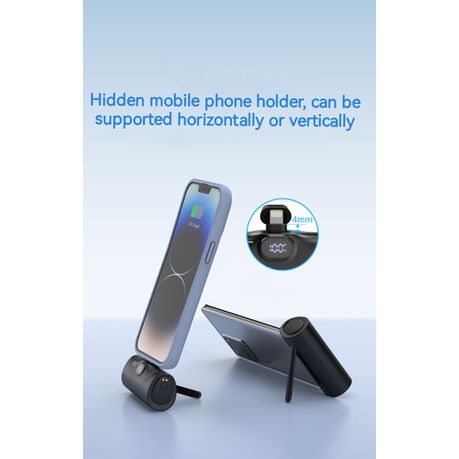 Capsule Charging Power Bank with Charge Stand Phone Holder 5000 mAh x4 - Black variant image 2