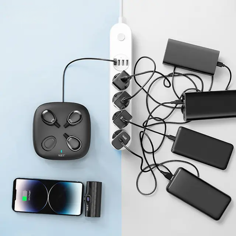 Capsule Charging Power Bank with Charge Stand Phone Holder 5000 mAh x4 - Black variant image 5