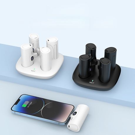 Capsule Charging Power Bank with Charge Stand Phone Holder 5000 mAh x4 - Black variant image 6