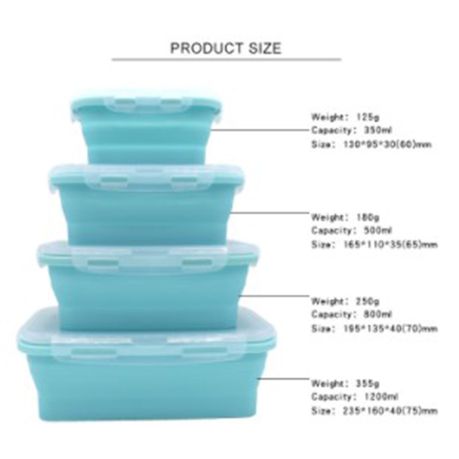 Collapsible Silicone Lunch Boxes - Set of Four variant image 4