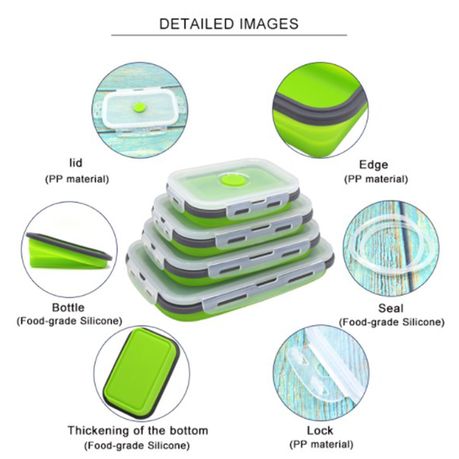Collapsible Silicone Lunch Boxes - Set of Four variant image 9