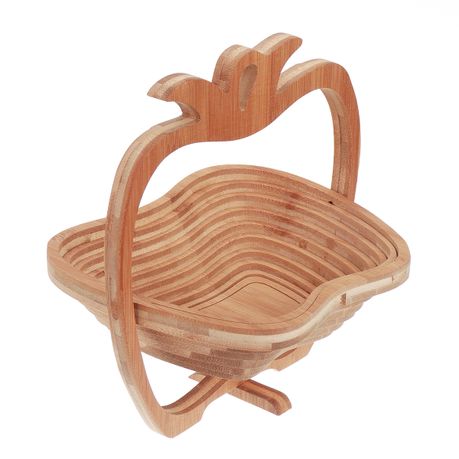 Collapsible Wooden Apple Fruit Basket Bowl/Storage Holder Rack variant image 2
