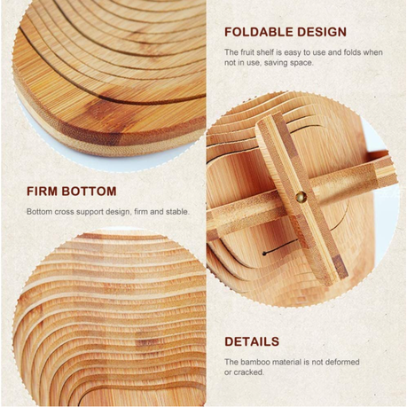 Collapsible Wooden Apple Fruit Basket Bowl/Storage Holder Rack variant image 4