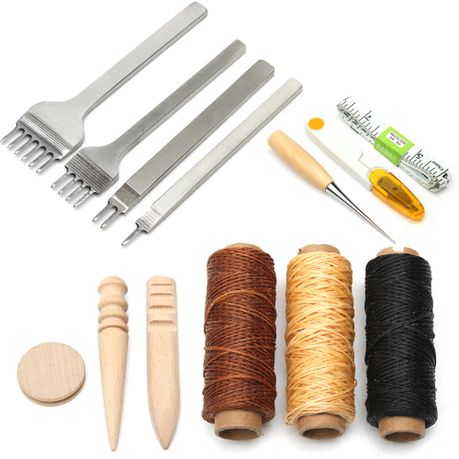 Craft 59 Piece Heavy Duty Leather Craft Stitching Groover Needle Tools Kit variant image 4