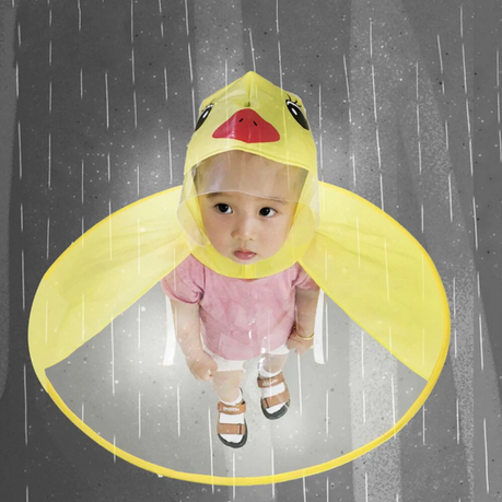 Cute Rain Coat UFO Children Umbrella Hat - Yellow variant image 2