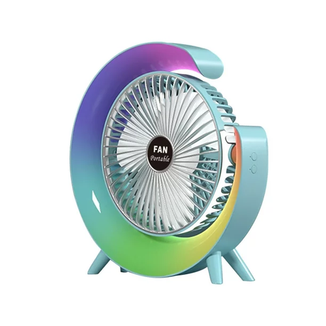 Desktop Mute 3-speed Fan Night Light, USB Charging Mini Fan variant image 1