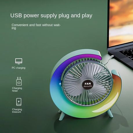 Desktop Mute 3-speed Fan Night Light, USB Charging Mini Fan variant image 6