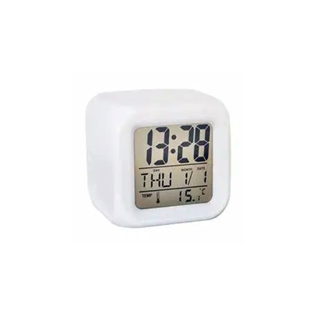DH - Glowing Cube LED 7 Color Changing Digital Alarm Clock variant image 1