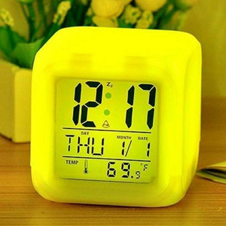 DH - Glowing Cube LED 7 Color Changing Digital Alarm Clock variant image 2