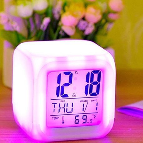 DH - Glowing Cube LED 7 Color Changing Digital Alarm Clock variant image 3