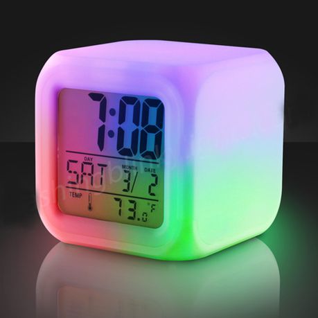 DH - Glowing Cube LED 7 Color Changing Digital Alarm Clock variant image 4