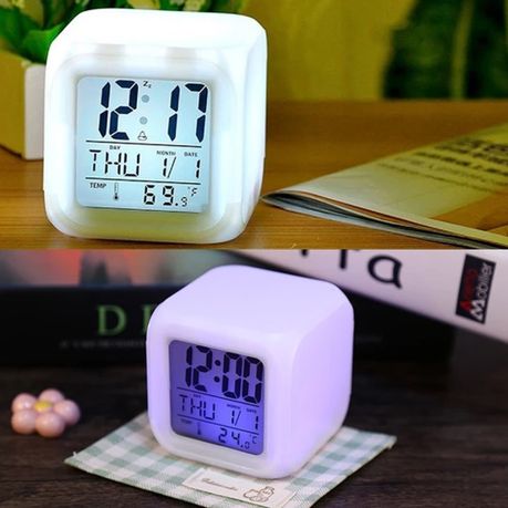DH - Glowing Cube LED 7 Color Changing Digital Alarm Clock variant image 5