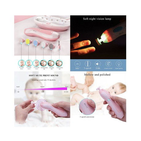 Electric Nail Clippers & File Trimmer Set for Babies - Pink variant image 2