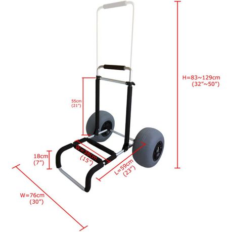 Foldable Beach Sand Cart Trolley with Large 12-inch Two Balloon Tires variant image 4