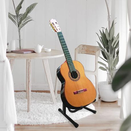 Folding Electric Acoustic Bass Guitar Stand Floor Rack Holder Black variant image 2