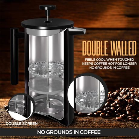 French Press Coffee Maker Double Wall Insulated Stainless Steel - 1000ml variant image 9