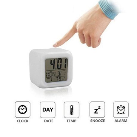 Glowing Cube LED 7 Color Change Digital Alarm Clock variant image 2