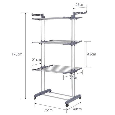 Home Laundry Standing Hanger Clothing Drying Rack Fold Away variant image 2