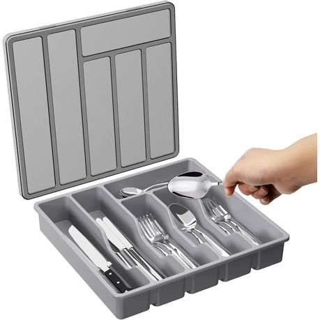 Kitchen Flatware Utensil Holder with Lid variant image 2