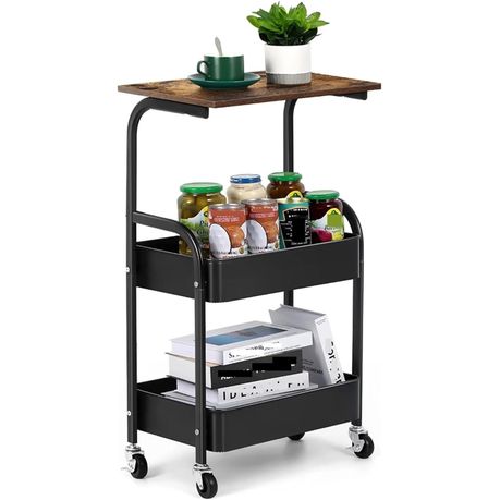 Kitchen Rolling Table Cart with Wooden Board Couch Side Table variant image 4