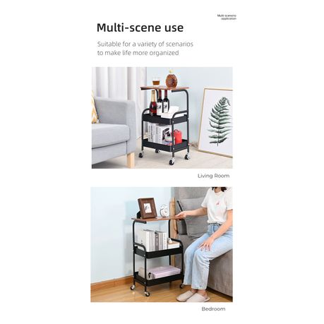 Kitchen Rolling Table Cart with Wooden Board Couch Side Table variant image 5