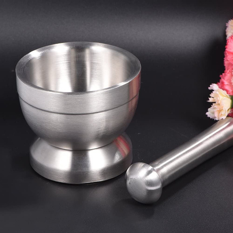 Kitchen Stainless Steel Garlic Food Mortar with Cover variant image 2