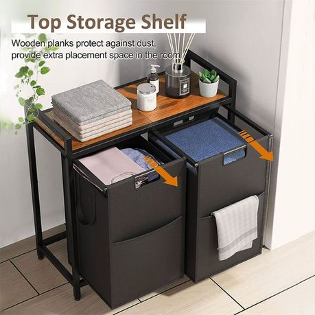 Laundry Basket Organizer with Two Removable Bags,Easy Carry - 2x72L Storage variant image 2