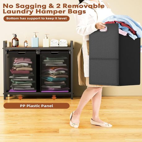 Laundry Basket Organizer with Two Removable Bags,Easy Carry - 2x72L Storage variant image 6