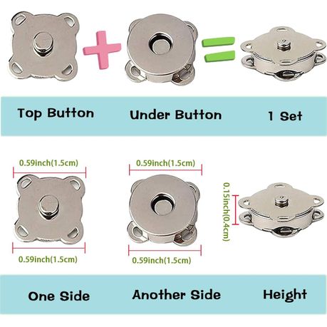 Magnetic Snap Buttons for Clothes Purse Handbag Sewing Craft (Silver) 13pcs variant image 2